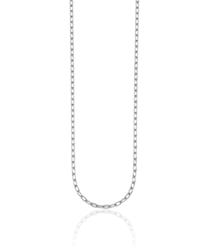 18K Solid White Gold 2.9mm Oval Cable Rolo Link Chain Belcher Necklace