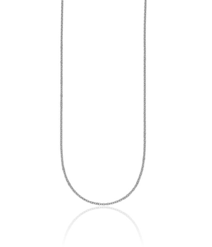 18K Solid White Gold 2mm Cable Rolo Link Chain Belcher Necklace