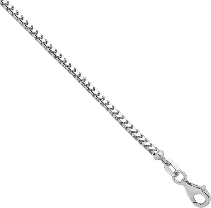 18K Solid White Gold 2mm Franco Link Chain Necklace