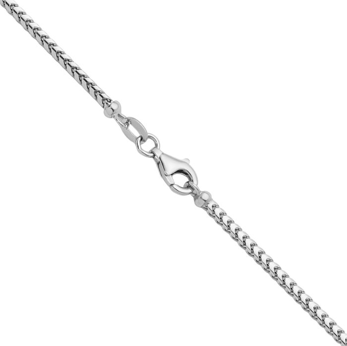 18K Solid White Gold 2mm Franco Link Chain Necklace