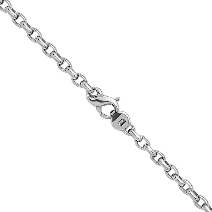 18K Solid White Gold 3.5mm Oval Cable Rolo Link Chain Bracelet