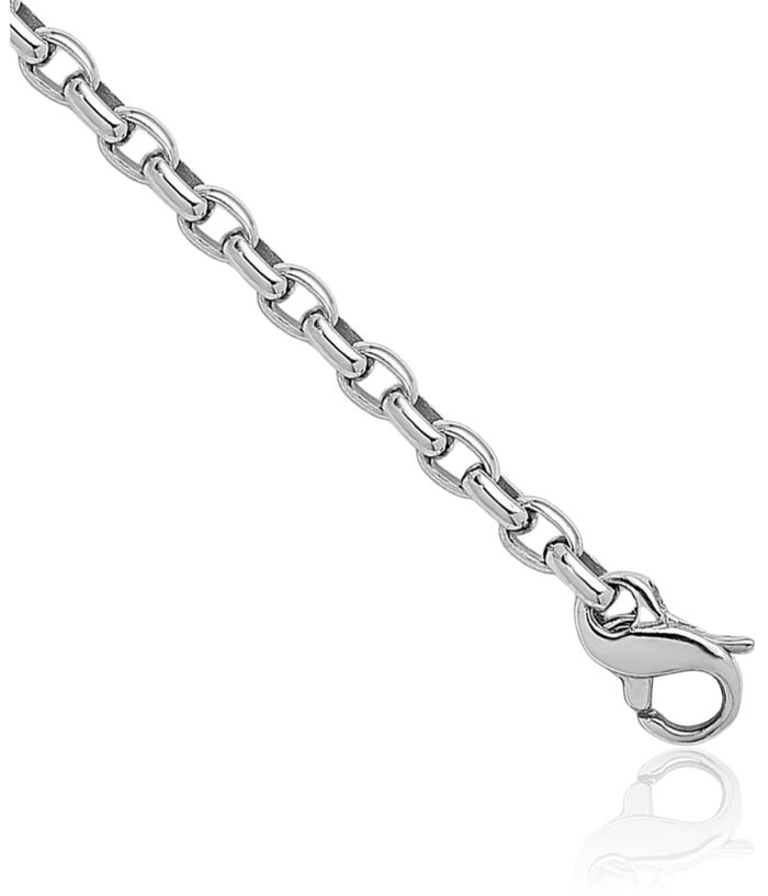 18K Solid White Gold 3.5mm Oval Cable Rolo Link Chain Belcher Necklace