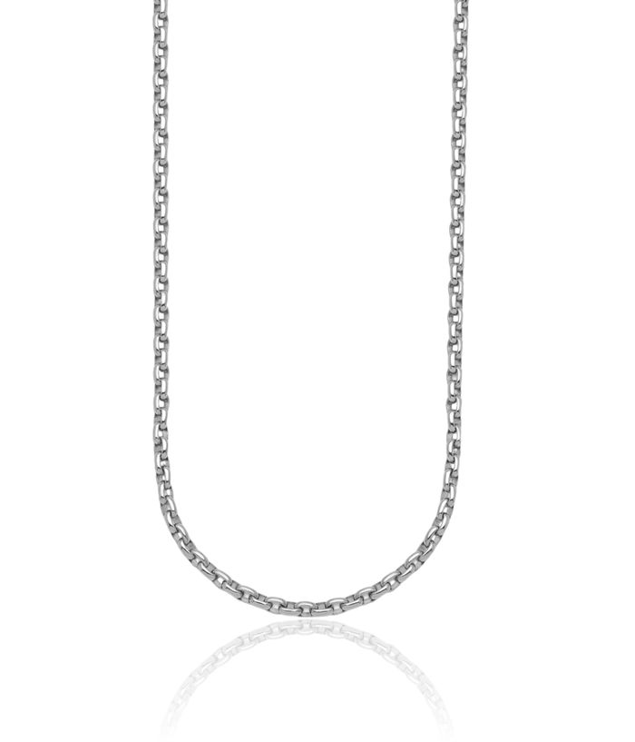 18K Solid White Gold 3.5mm Oval Cable Rolo Link Chain Belcher Necklace