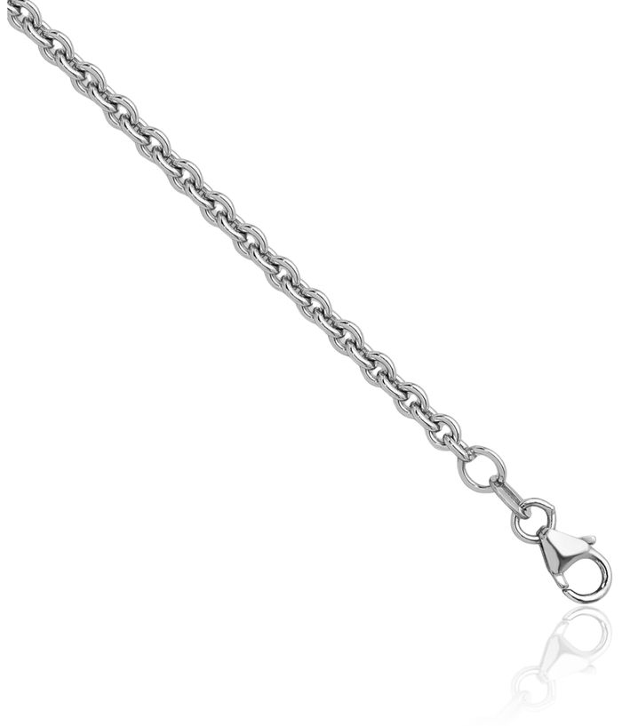 18K Solid White Gold 3mm Cable Rolo Link Chain Belcher Necklace