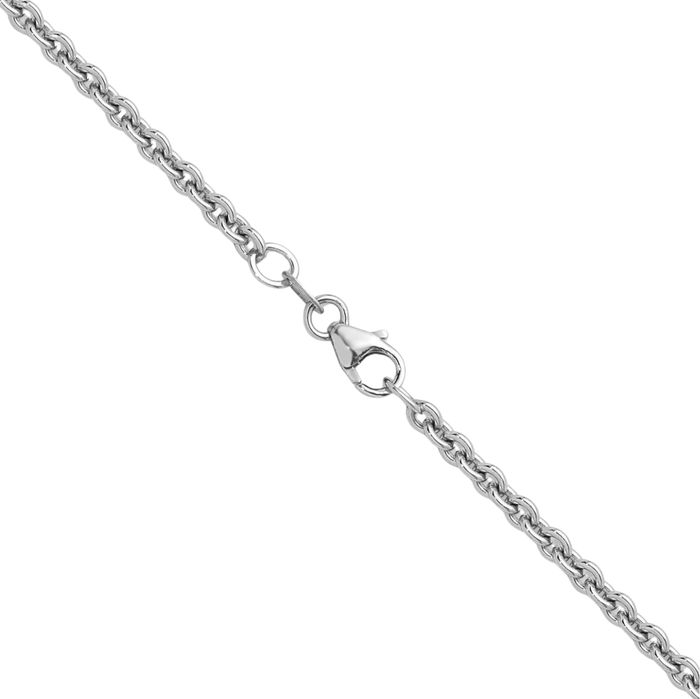 18K Solid White Gold 3mm Cable Rolo Link Chain Belcher Necklace