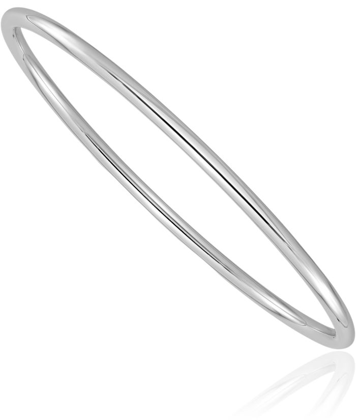 18K Solid White Gold 3mm Slip On Bangle Bracelet