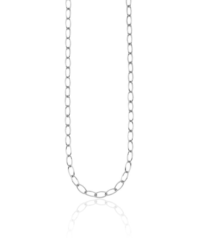 18K Solid White Gold 4.5mm Oval Cable Rolo Link Chain Belcher Necklace