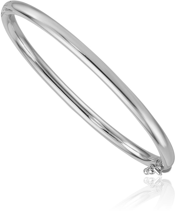 18K Solid White Gold 4mm Bangle Bracelet