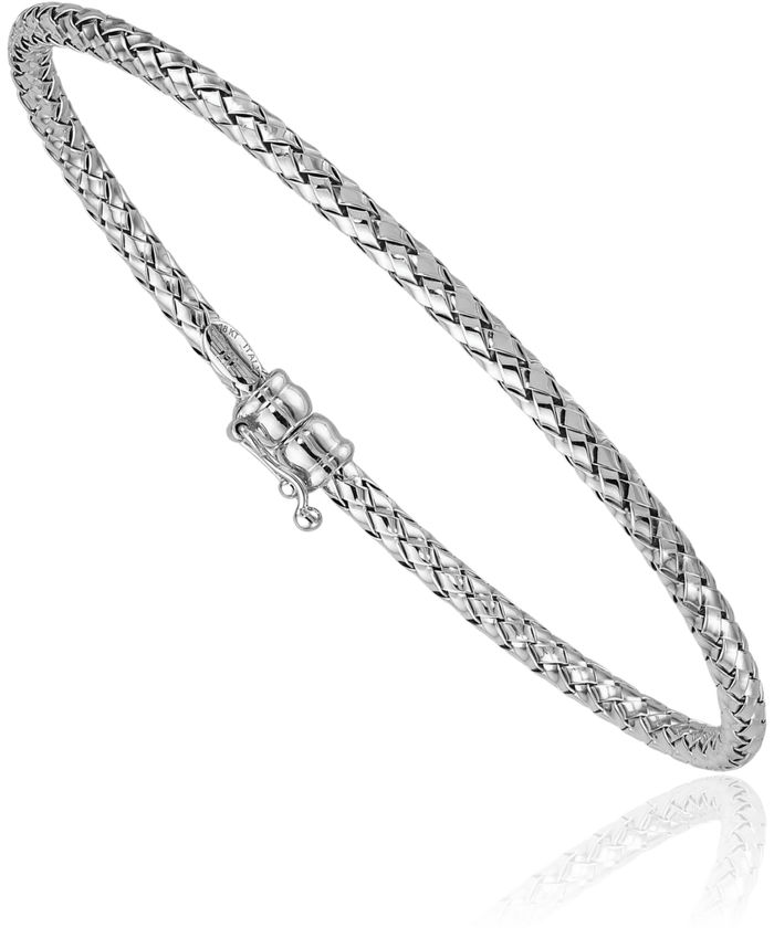 18K Solid White Gold Braided 2.8mm Bangle Bracelet