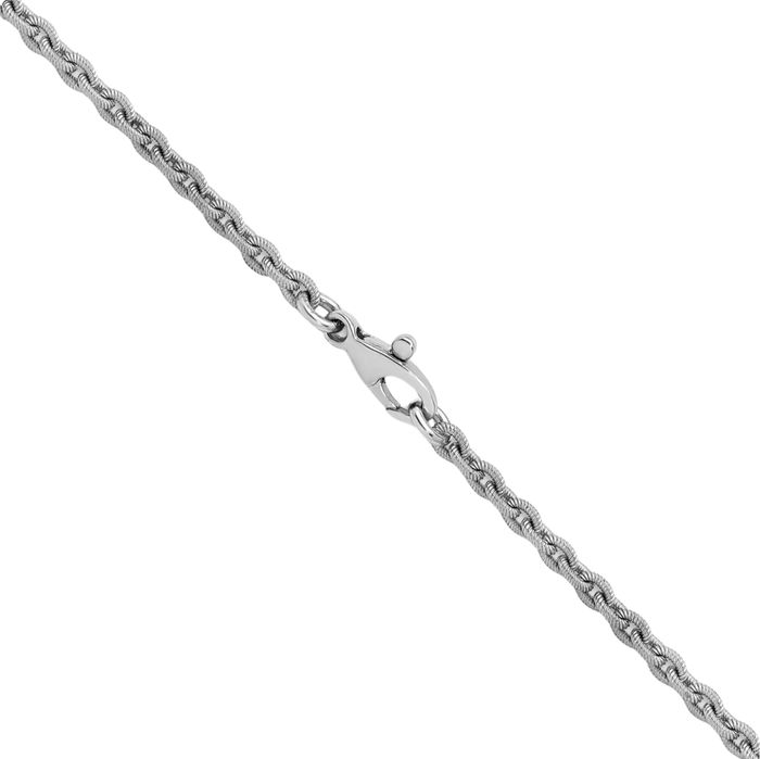 18K Solid White Gold Diamond Station Necklace Chain