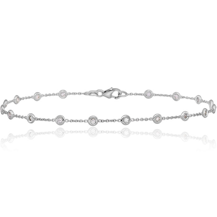 18K Solid White Gold Lab Diamond Tennis Bracelet