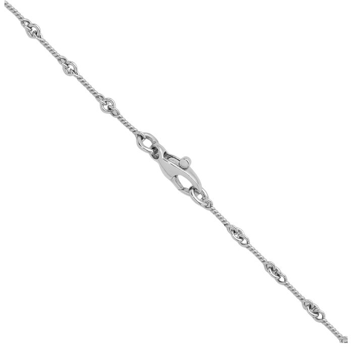 18K Solid White Gold Twisted 2.8mm Bar Link Chain Necklace