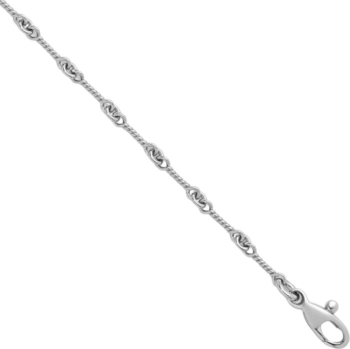 18K Solid White Gold Twisted 2.8mm Link Chain Necklace