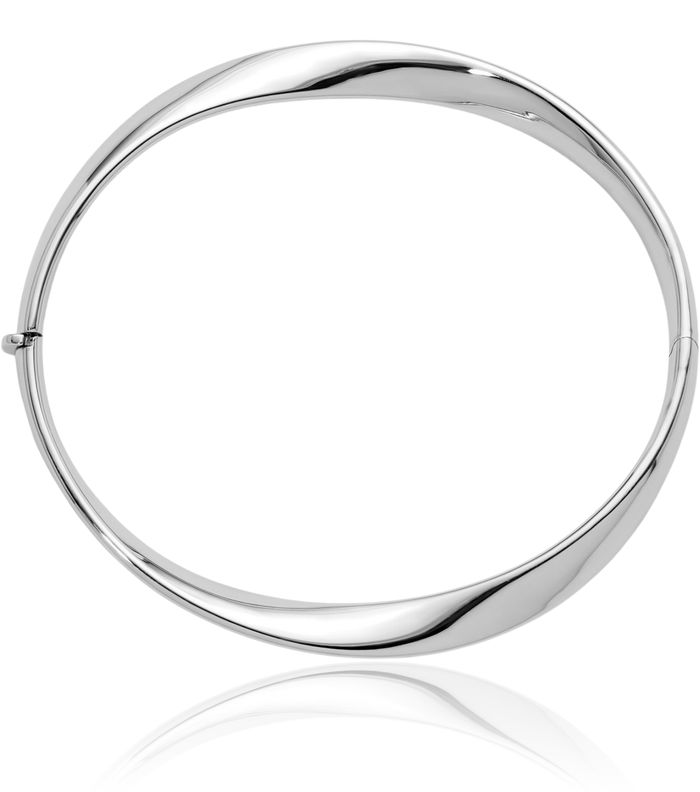 18K Solid White Gold Twisted Bangle Bracelet