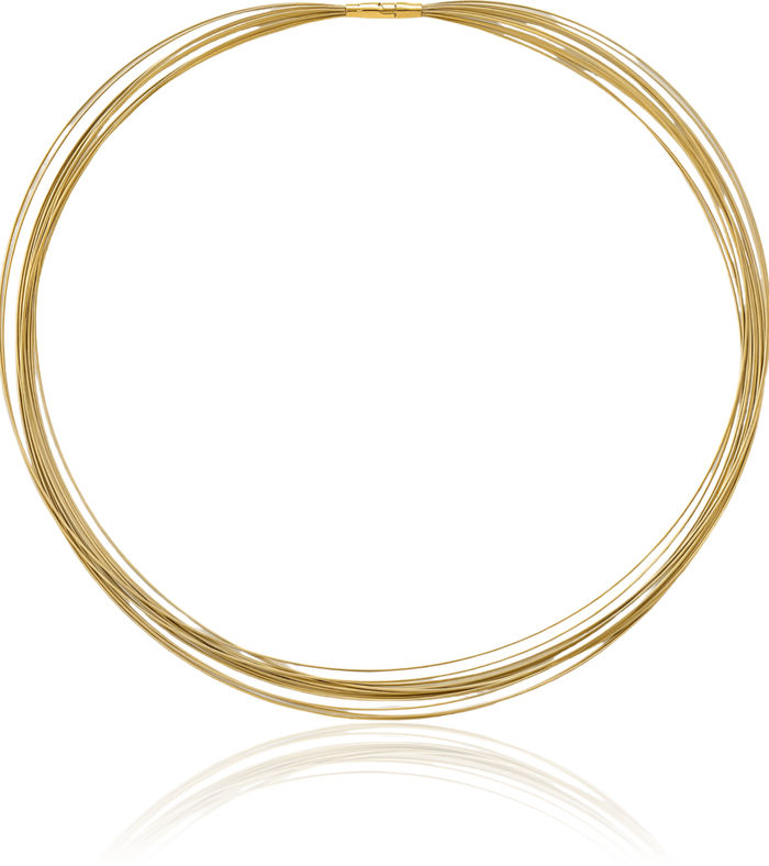 18K Solid Yellow Gold 0.5mm 14 Strand Neck Collar Neckwire Chain Cuff Layering Necklace