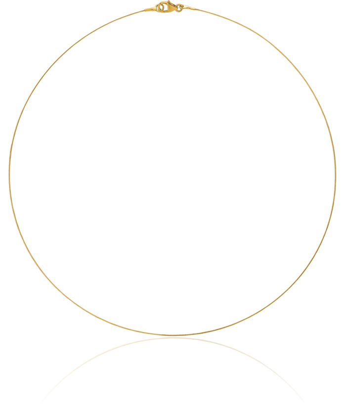 18K Solid Yellow Gold 0.5mm Single Neck Collar Neckwire Chain Cuff Choker Necklace