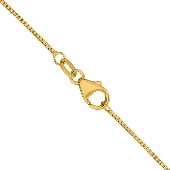 18K Solid Yellow Gold 0.7mm Box Link Chain Necklace