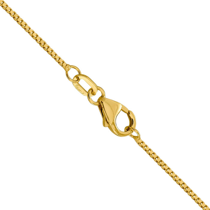 18K Solid Yellow Gold 0.9mm Box Link Chain Necklace