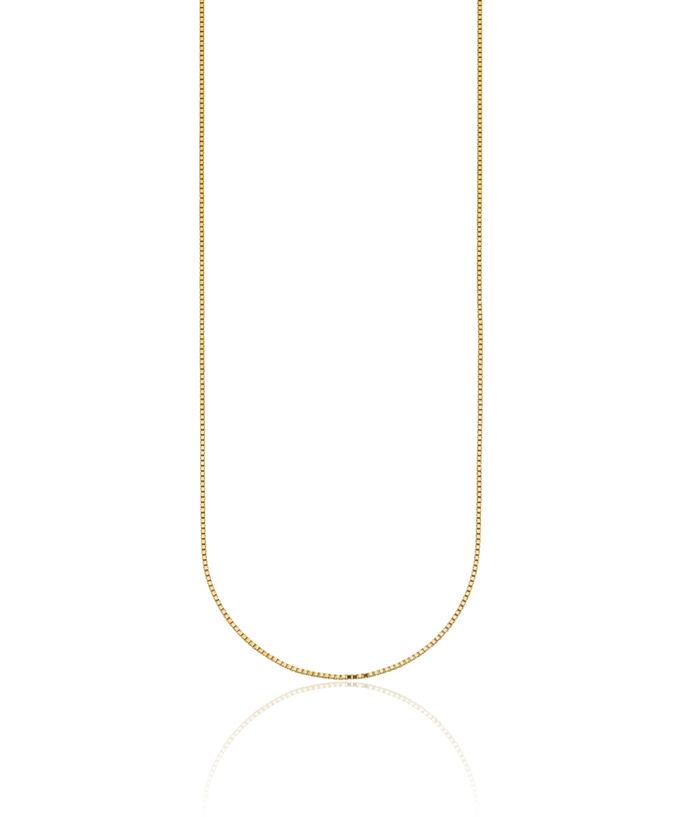 18K Solid Yellow Gold 0.9mm Box Link Chain Necklace