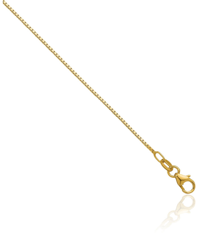 18K Solid Yellow Gold 0.9mm Box Link Chain Necklace