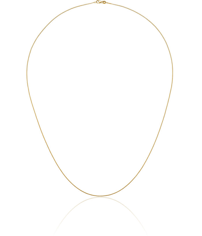 18K Solid Yellow Gold 0.9mm Box Link Chain Necklace