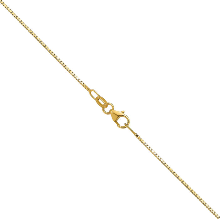 18K Solid Yellow Gold 0.9mm Box Link Chain Necklace