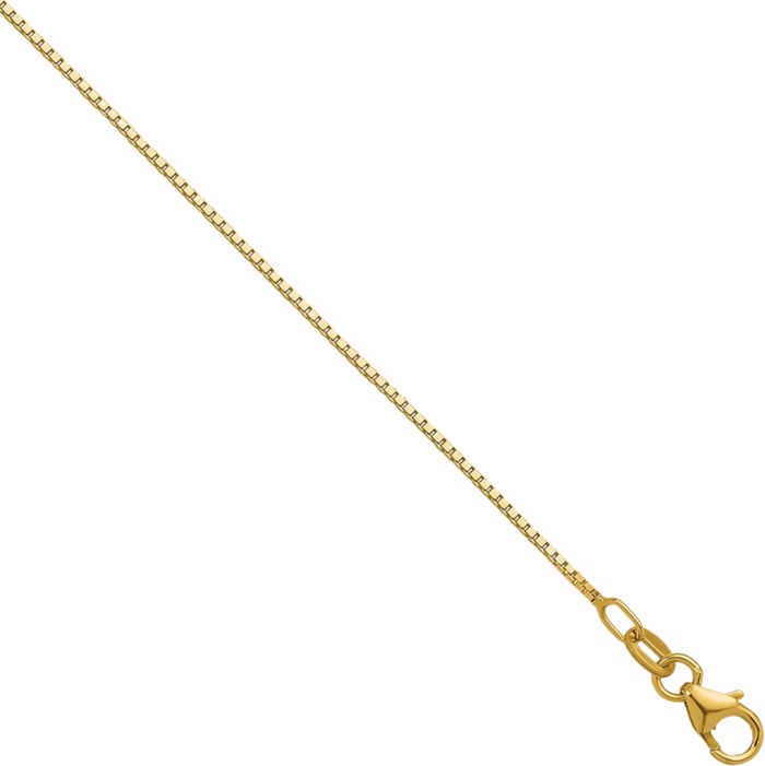 18K Solid Yellow Gold 0.9mm Box Link Chain Necklace