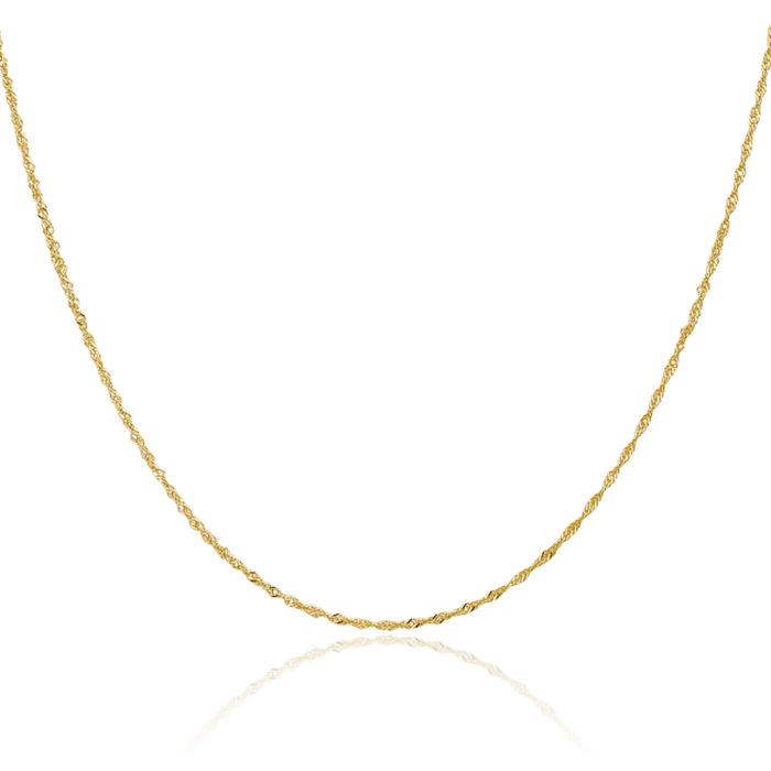 18K Solid Yellow Gold 1.1mm Singapore Chain Necklace