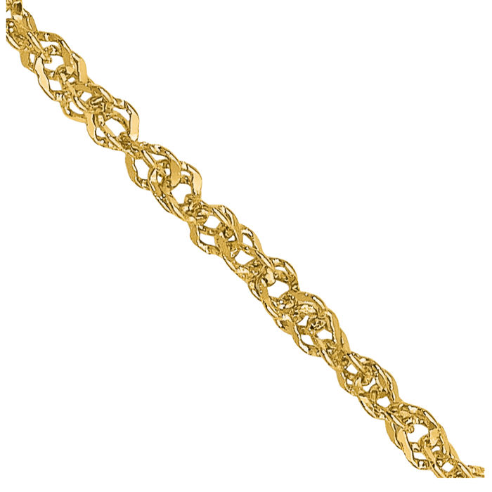 18K Solid Yellow Gold 1.1mm Singapore Chain Necklace