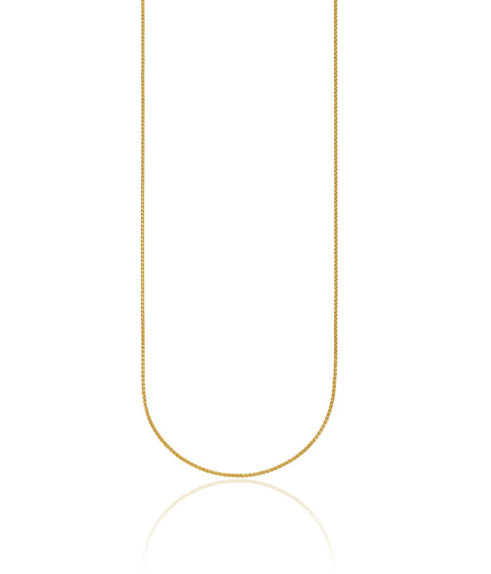 18K Solid Yellow Gold 1.1mm Spiga Wheat Link Chain Necklace