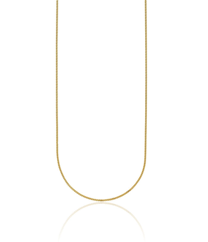 18K Solid Yellow Gold 1.2mm Curb Link Chain Necklace