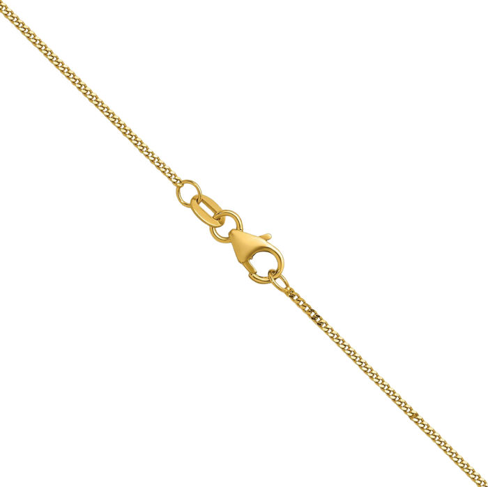 18K Solid Yellow Gold 1.2mm Curb Link Chain Necklace