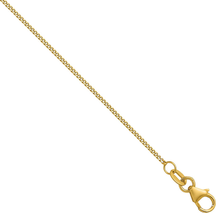 18K Solid Yellow Gold 1.2mm Curb Link Chain Necklace