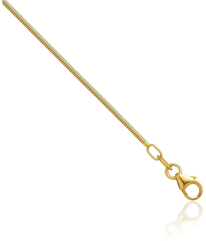 18K Solid Yellow Gold 1.2mm Cubetto Omega Snake Chain Herringbone Necklace