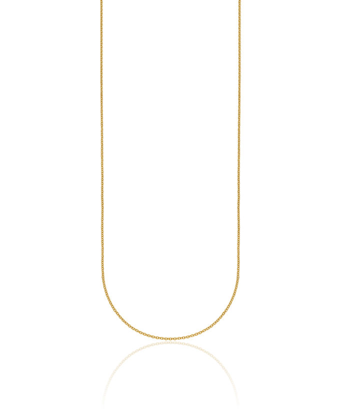 18K Solid Yellow Gold 1.3mm Cable Rolo Link Chain Belcher Necklace