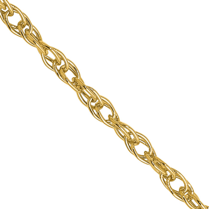 18K Solid Yellow Gold 1.3mm Rope Chain Twisted Link Necklace