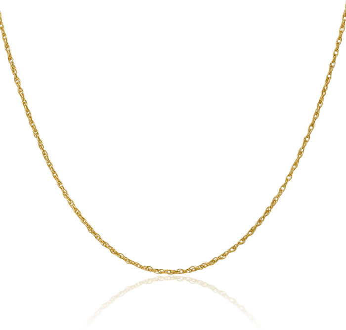 18K Solid Yellow Gold 1.3mm Rope Chain Twisted Link Necklace