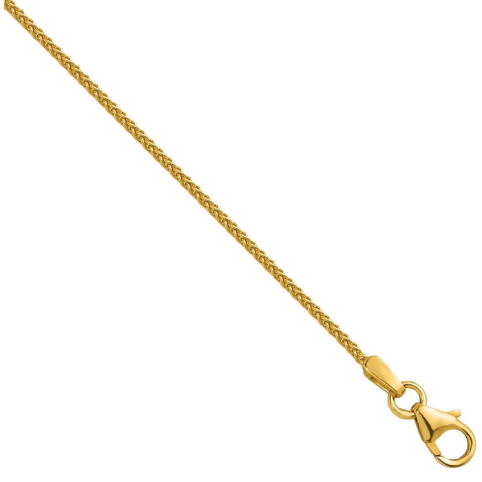 18K Solid Yellow Gold 1.3mm Spiga Wheat Link Chain Necklace