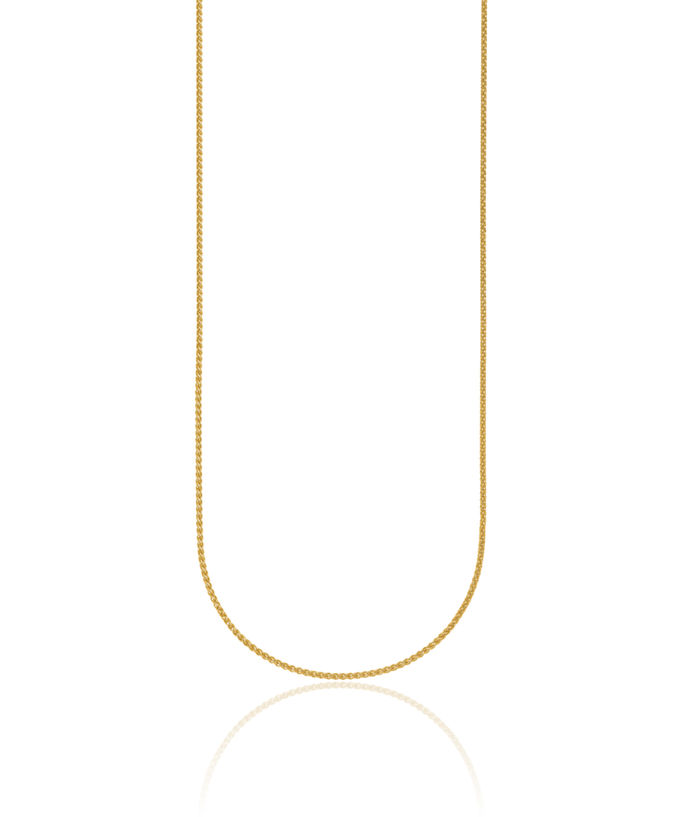 18K Solid Yellow Gold 1.3mm Spiga Wheat Link Chain Necklace