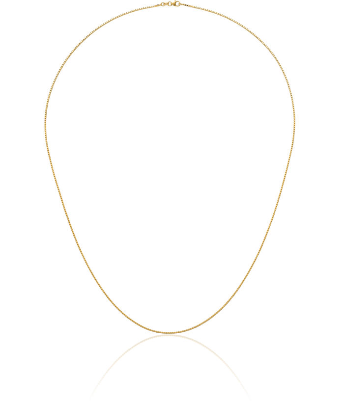 18K Solid Yellow Gold 1.4mm Box Link Chain Necklace