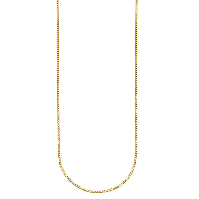 18K Solid Yellow Gold 1.4mm Box Link Chain Necklace