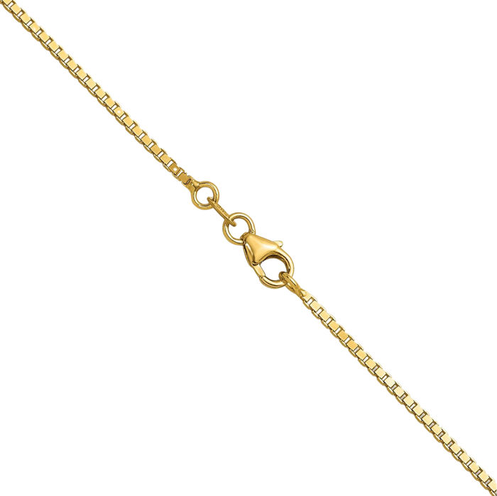 18K Solid Yellow Gold 1.4mm Box Link Chain Necklace