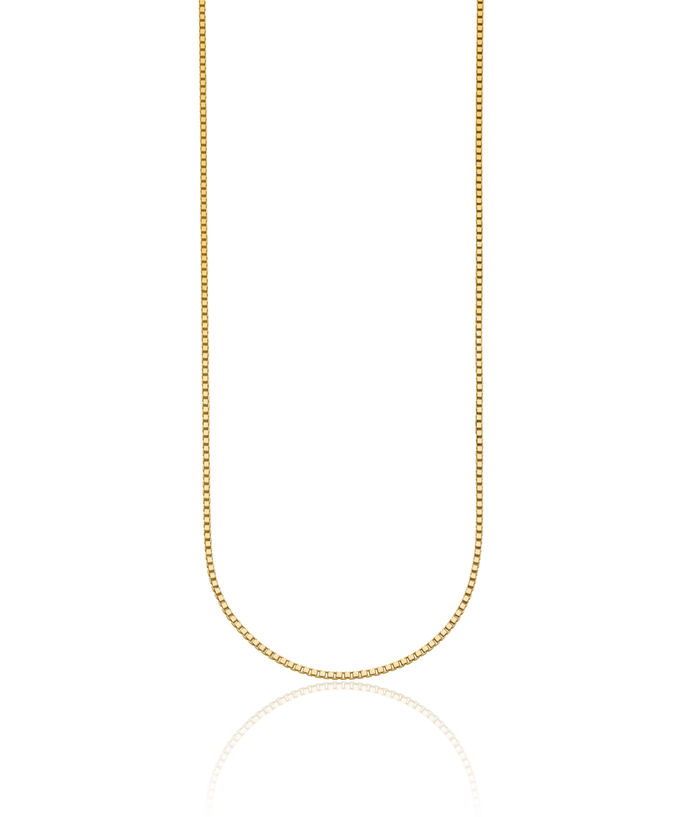 18K Solid Yellow Gold 1.4mm Box Link Chain Necklace