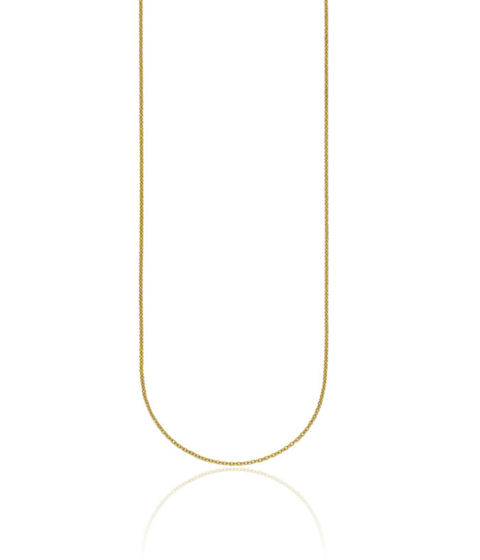 18K Solid Yellow Gold 1.5mm Cable Rolo Link Chain Belcher Necklace