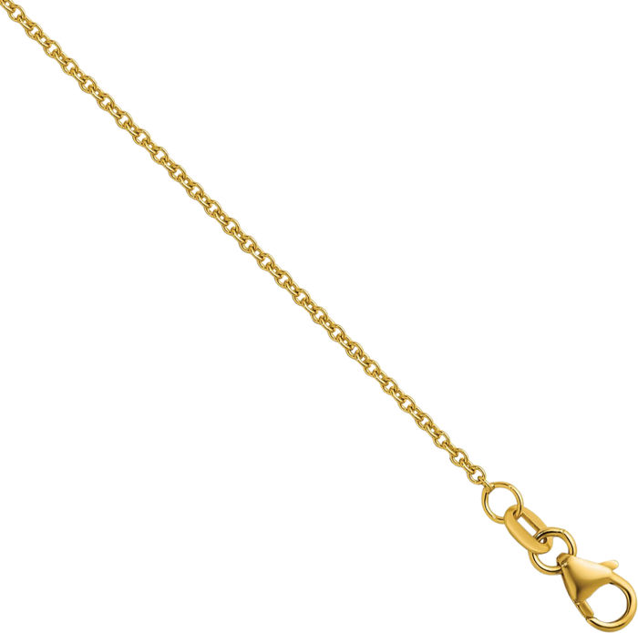 18K Solid Yellow Gold 1.5mm Cable Rolo Link Chain Belcher Necklace