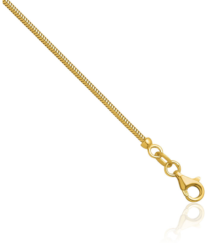 18K Solid Yellow Gold 1.6mm Cubetto Omega Snake Chain Herringbone Necklace