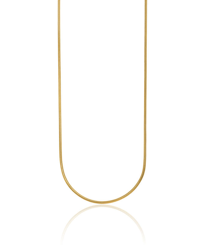 18K Solid Yellow Gold 1.6mm Cubetto Omega Snake Chain Herringbone Necklace