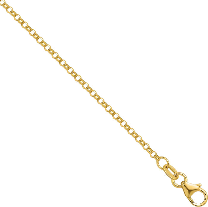 18K Solid Yellow Gold 1.9mm Cable Rolo Link Chain Belcher Necklace