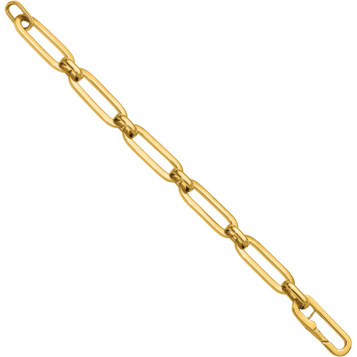 14K Solid Yellow Gold 10mm Paperclip Cable Rolo Link Chain Bracelet