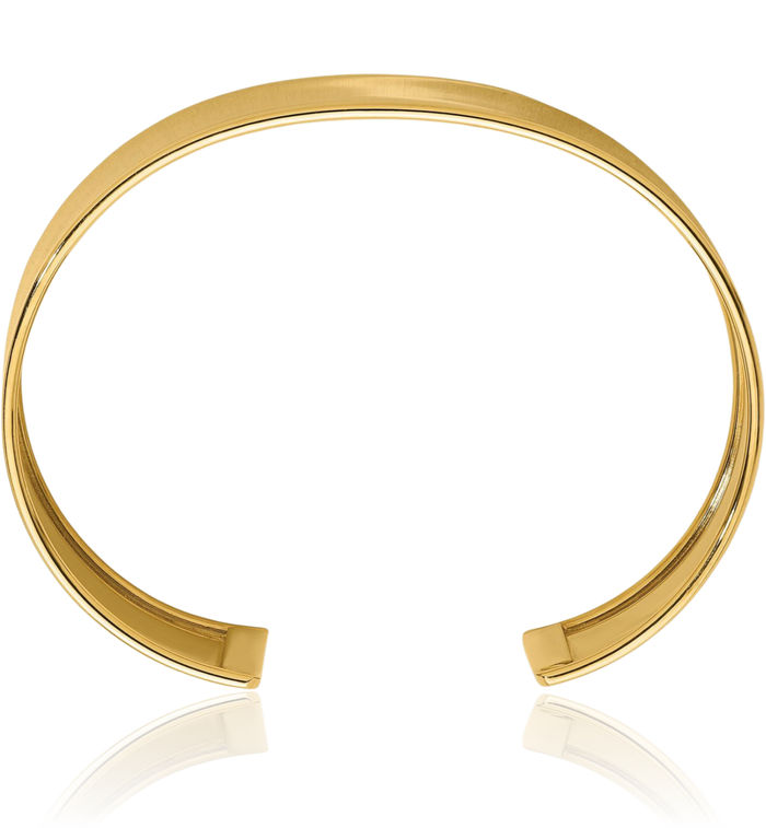 18K Solid Yellow Gold 19mm Cuff Bracelet